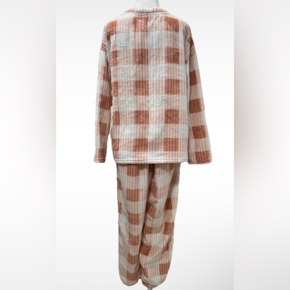 Joyspun Plush Pajama Set L (12-14) Apricot and White - Picture 4 of 5